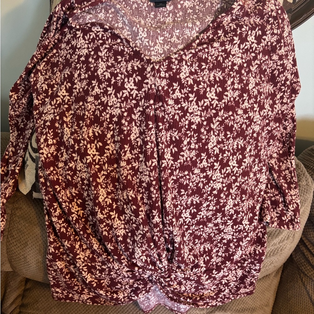 Daytrip Burgundy Floral Blouse